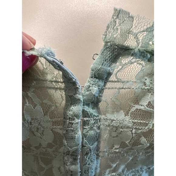 Free People FP One Madison Top  Lace Sheer Hook-Front Bell Sleeve S Coquette - Picture 6 of 11